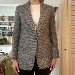 Massimo Dutti Black and White Blazer Classic Tailored Jacket size 6